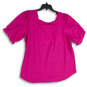 NWT Womens Pink Ruffle Square Neck Puff Sleeve Blouse Top Size 1X image number 2