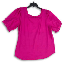 NWT Womens Pink Ruffle Square Neck Puff Sleeve Blouse Top Size 1X alternative image