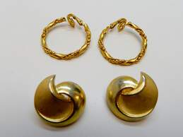 Vintage Crown Trifari Gold Tone Scrolled & Hoop Clip-On Earrings 27.8g