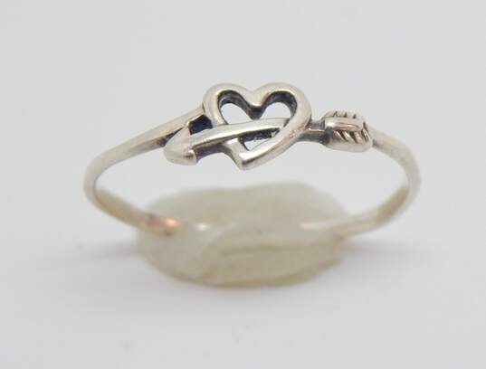 Sterling Silver Cupid Angel Pendant & Garnet Heart Arrow Rings 9.9g image number 6