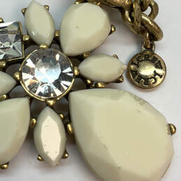 Designer J. Crew Gold-Tone Crystal Cut Stone Flower Statement Necklace