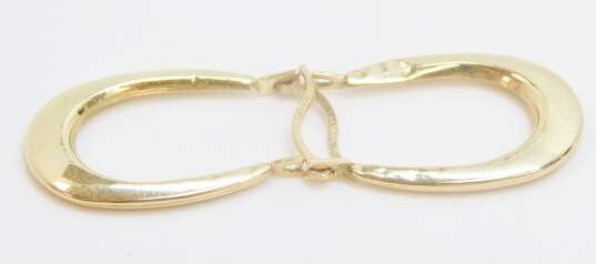 14K Yellow & White Gold Puffed Tapered Oblong & Etched Tube Hoop Earrings Variety 1.3g image number 4