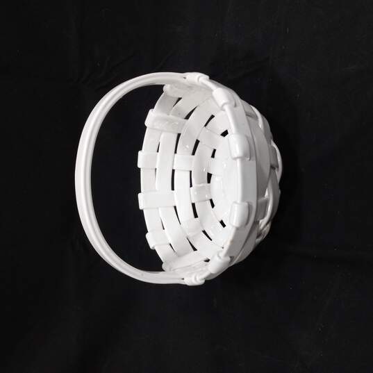 Vintage White Woven Ceramic Basket image number 2