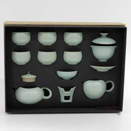 Celadon Chinese Tea Set IOB With Teacups Teapot alternative image