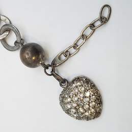 Sterling Silver Crystal Heart Tag Bracelet 16.0g