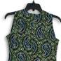 NWT Womens Multicolor Blue Green Paisley Sleeveless Round Neck Shift Dress Sz 4 image number 4
