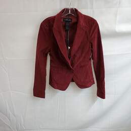 London Jean Burgundy Cotton Blend Corduroy Blazer Jacket WM Size 2 NWT