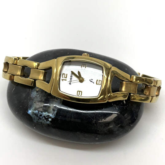 Designer Fossil F2 ES-1012 Gold-Tone Chain Strap Analog Quartz Wristwatch image number 1