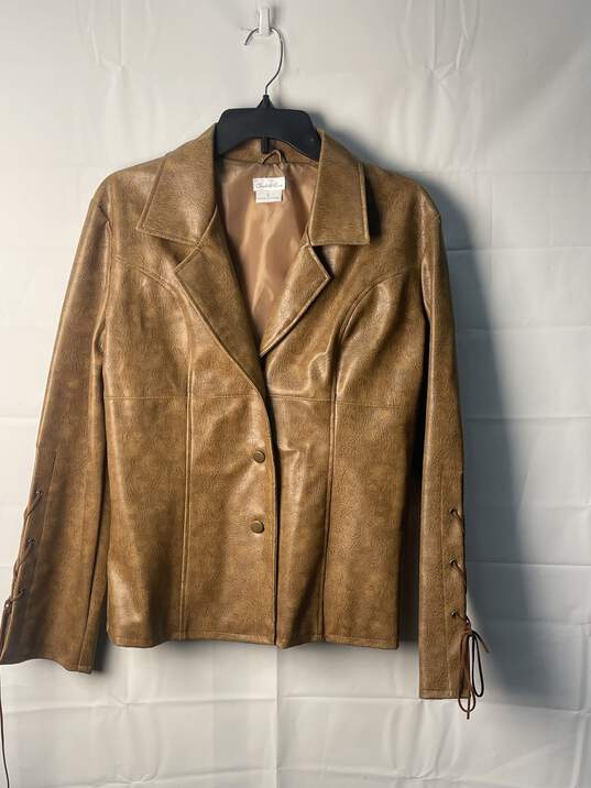 Charlotte Russe Women Brown Leather Like Jacket Size L image number 1