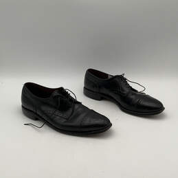 Mens Black Leather Cap Toe Wingtip Lace-Up Derby Dress Shoes Size 10.5 alternative image