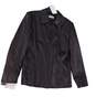 Womens Black Leather Jacket Long Sleeve Pockets Size 6 image number 1