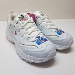 Skechers D'Lites White Floral Embroidered Sneakers Size 8