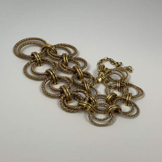 Designer J. Crew Gold-Tone Multiple Ring Lobster Clasp Link Chain Necklace image number 2