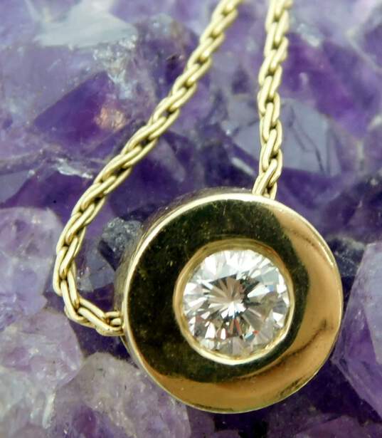 14K Yellow Gold 0.84 CT Round Diamond Pendant Necklace 6.7g image number 4