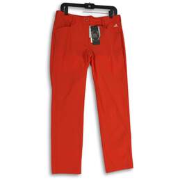 NWT Adidas Womens Red Flat Front Straight Leg Ankle Pants Size 30