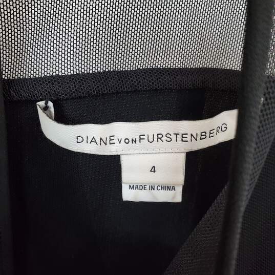 Diane Von Furstenberg Black Lined Embellished Sheath Dress WM Size 4 image number 3