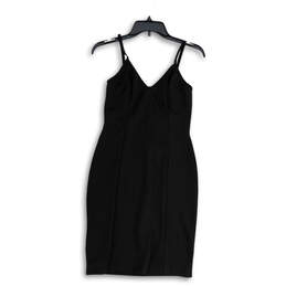 Womens Black V-Neck Spaghetti Strap Keyhole Back Bodycon Dress Size Small
