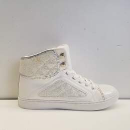 GUESS White Silver Glitter Hi Top Lace Up Sneakers Women's Size 8.5 M