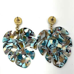 Designer J. Crew Gold-Tone Multicolor Tortoise Leaf Drop Earrings alternative image
