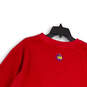 Womens Red Crew Neck Long Sleeve Stretch Pullover Sweatshirt Size S image number 4