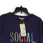 NWT Womens Navy Social Crew Neck Long Sleeve Pullover Sweatshirt Size M image number 3