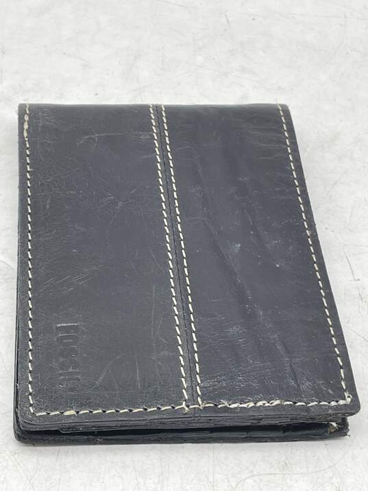 Mens Black Leather Credit Card Inner Pockets Slim Bifold Wallet W-0557507-J image number 2