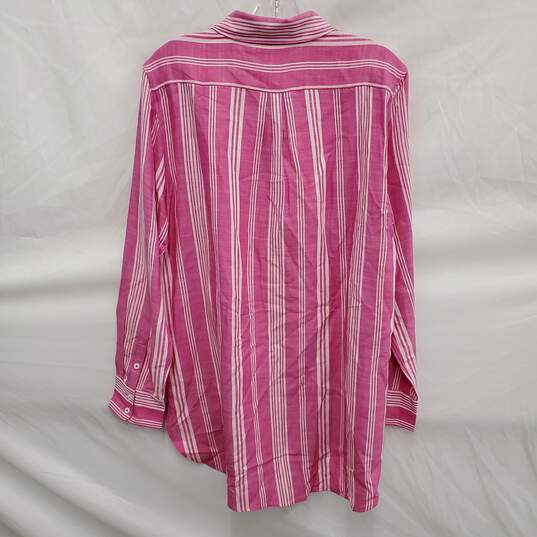 NWT Tommy Bahama MN's Pink & White Stef Stripe Long Sleeve Shirt Size MM image number 2