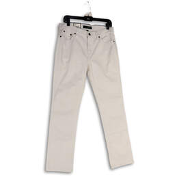 NWT Womens White Denim Medium Wash Five Pocket Design Straight Jeans Size 8
