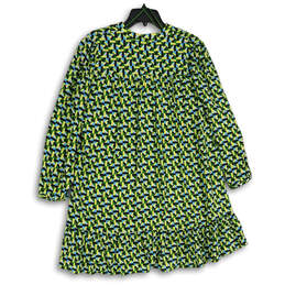 Womens Multicolor Geometric Split Neck Long Sleeve Mini Dress Size S alternative image