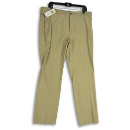 NWT Mens Tan Flat Front Slash Pocket Ultimate Classic Golf Chino Pants Sz 35x32