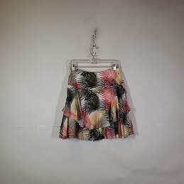Womens Tiered Palm Tree Print Ruffled Detail Mini Skirt Size 4