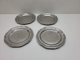 C# VTG. Set Of 4 Wilton Armetale Queen Anne Pewter Dinner Plates Approx. 7 in.