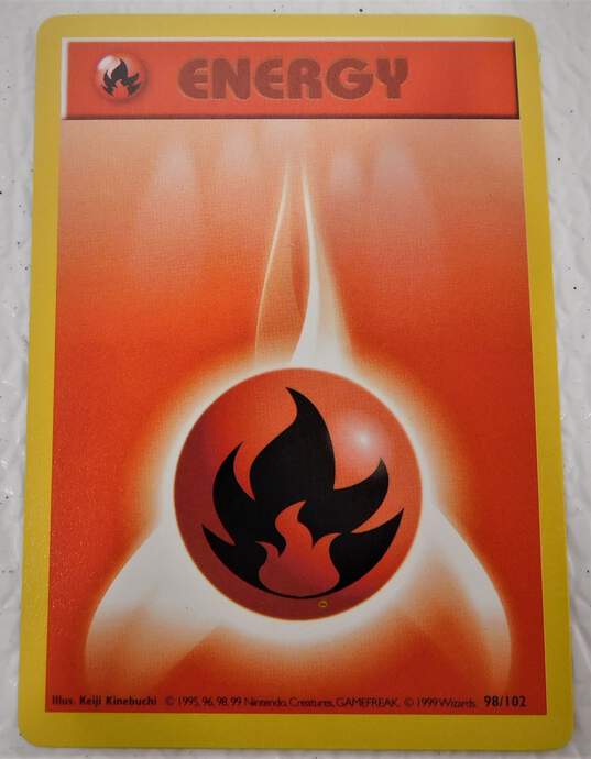 Rare Pokemon TCG Ink Error Fire Energy Base Set Card 98/102 NM image number 1