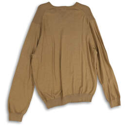 NWT Mens Tan Knitted V-Neck Long Sleeve Pullover Sweater Size XL alternative image