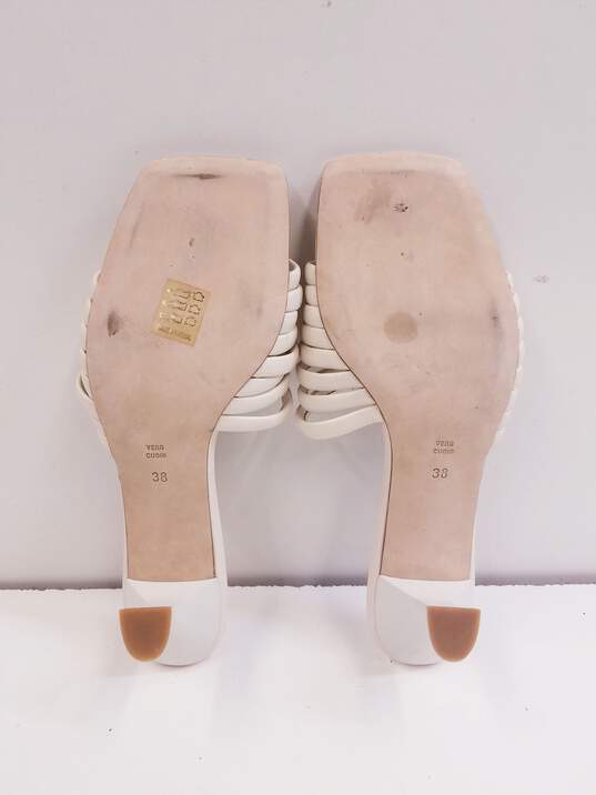 Chelsea Paris Beige Leather Mule Sandal Kitten Heels Shoes Size 38 image number 7