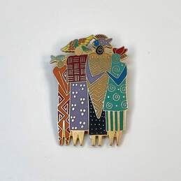 Designer Laurel Burch Multicolor Tribal Spirit Enamel Art Brooch Pin alternative image