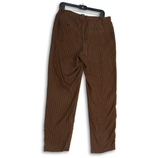 Ralph Lauren Womens Brown Striped Flat Front Straight Leg Ankle Pants Size 14 image number 2