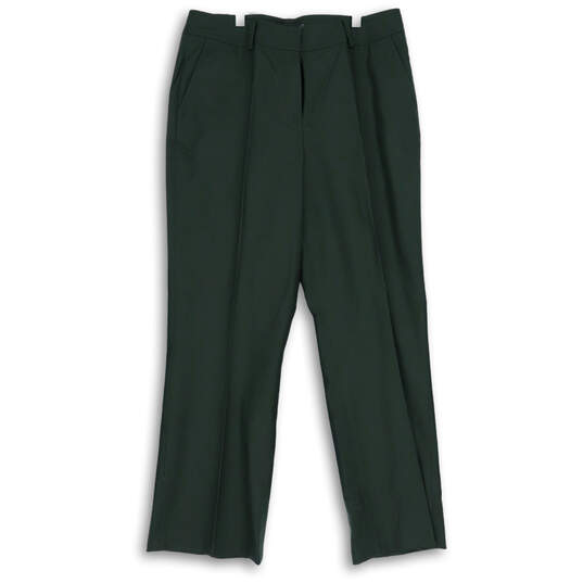 Womens Olive Green Flat Front Slash Pocket Straight Leg Dress Pants Size 10 image number 1