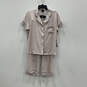 NWT Womens Pink Gray Striped Short Sleeve Two Piece Pajama Set Size Medium image number 1