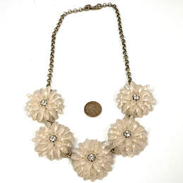 Designer J. Crew Gold-Tone Blush Pink Dahlia Flowers Statement Necklace alternative image