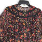 NWT Womens Black Floral Round Neck Button Front Tiered Mini Dress Size XL image number 3