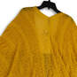 NWT Womens Yellow Knitted Fringe Sleeveless Open Front Poncho Sweater Sz 1 image number 4
