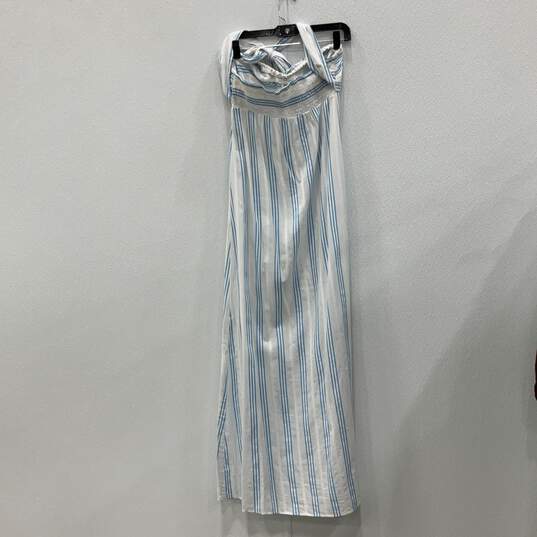 Tommy Bahama Womens White Blue Striped Smocked Halter Neck Maxi Dress Size L image number 2