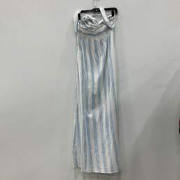 Tommy Bahama Womens White Blue Striped Smocked Halter Neck Maxi Dress Size L alternative image