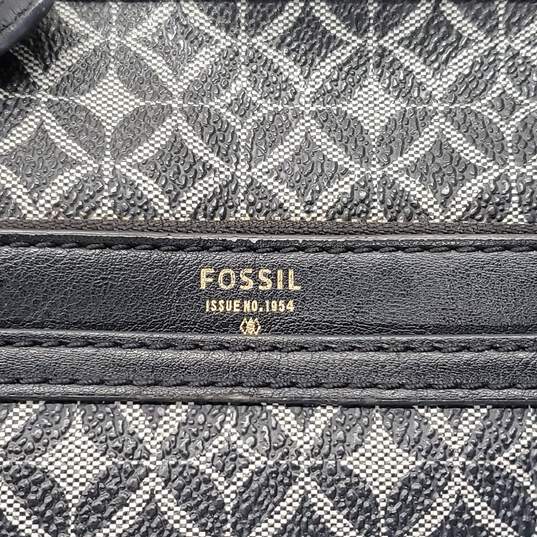 Fossil Black & Gray Patterned Coated Canvas Flat Small Crossbody image number 2