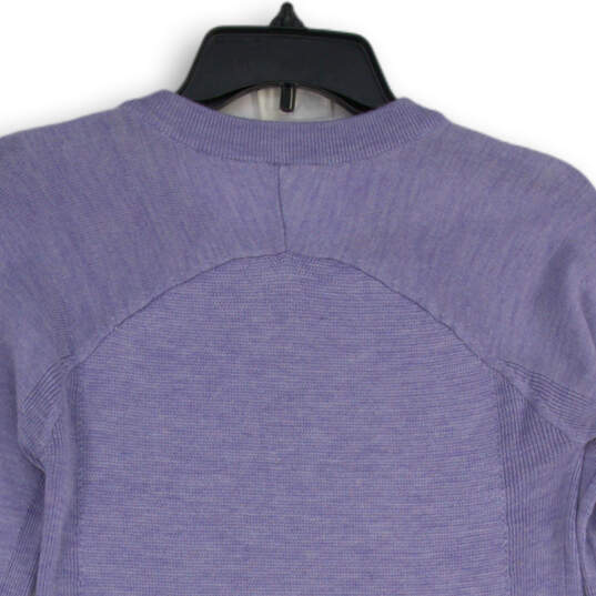 Womens Purple Crew Neck Long Sleeve Activewear Pullover T-Shirt Size 4 image number 4