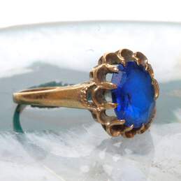 Vintage 10K Yellow Gold Blue Spinel Ring Size 8.25 - 2.6g