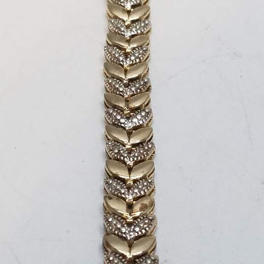 FAS Sterling Silver Diamond Leaf Link 7.5in Bracelet 18.6g image number 3
