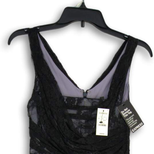 NWT Express Womens Black Lace Sleeveless V-Neck Back Zip Mini Dress Size 4 image number 3