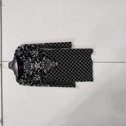 Women’s Black White Lattice Print Pullover Dress Sz XS